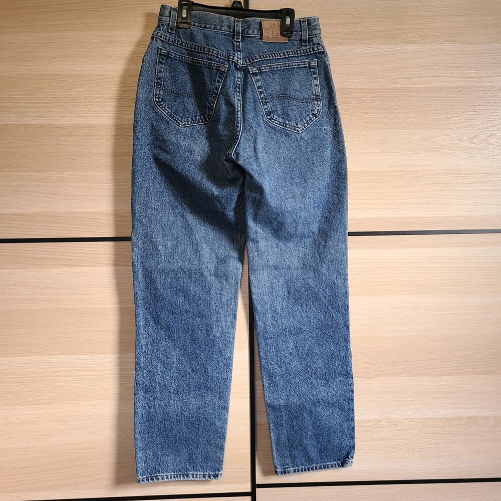 VTG Lee Riveted Jeans Womens 27x29 Blue Medium Wash High Rise Tapered Mom Denim - Picture 2 of 8